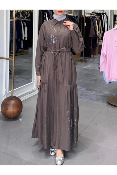 Ceremony ÖNÜ BASKILI SAFARİ ELBİSE