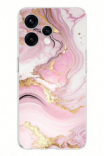 TechTree حافظة سيليكون مطبوعة بتصميم الرخام الوردي متوافقة مع OPPO Reno 15 - ...