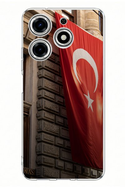 TechTree Tecno Spark 10 Pro Compatible Giant Turkish Flag Printed Silicone Case