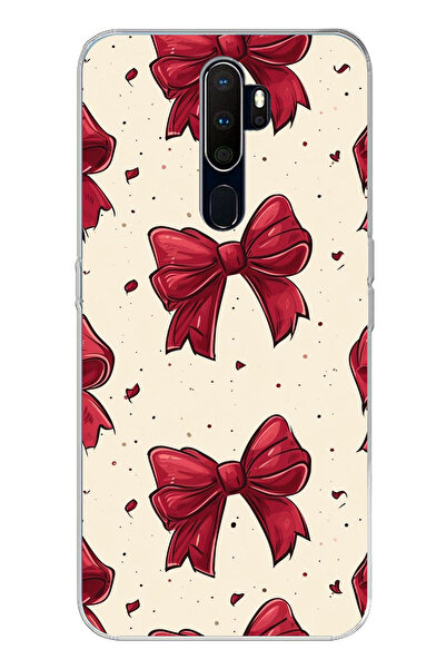 TechTree حافظة سيليكون مطبوعة بفيونكات حمراء كبيرة متوافقة مع هاتف اوبو A5/A9...