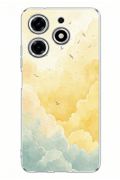 TechTree حافظة سيليكون مطبوعة باللونين الأصفر والأخضر متوافقة مع هاتف Tecno S...