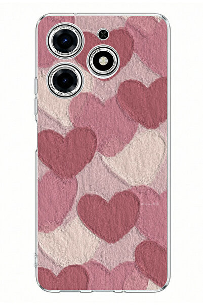 TechTree حافظة سيليكون مطبوعة على شكل قلب وردي وباستيل وردي متوافق مع هاتف Te...