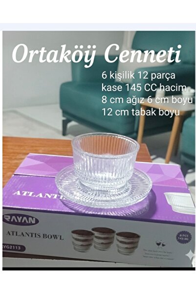 ORTAKÖY CENNETİ Pudink Dessert or Cookie Presentation Set for 6 People, 12 Pi...