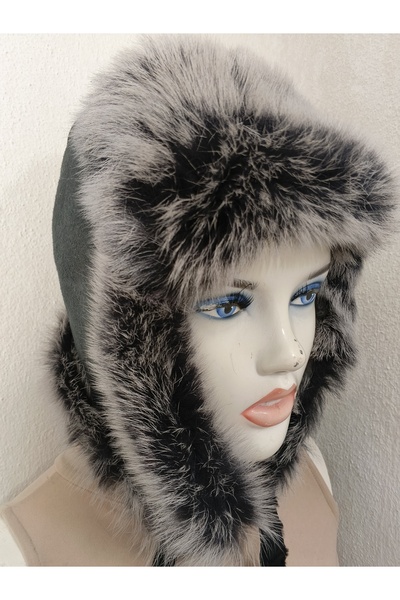 hoaryage Καπέλο πιλότου Usanka από γνήσιο δέρμα αρνιού με αυτιά 100% Sheepskin