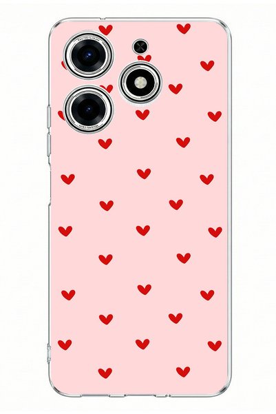 TechTree Tecno Spark 10 Pro Compatible Red Little Hearts Printed Silicone Case