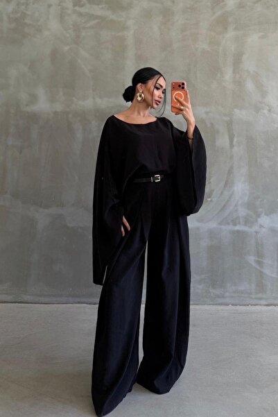 Ekim Store Linen Bat Sleeve Casual Blouse Trousers Set
