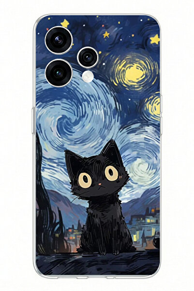 TechTree حافظة سيليكون مطبوعة بتصميم قطة منتصف الليل متوافقة مع OPPO Reno 15 ...