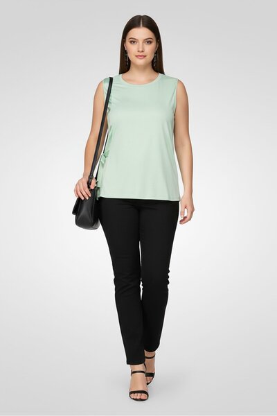 TWINSET Women Round Neck Sleeveless Plain Tank Top, Pastel Green