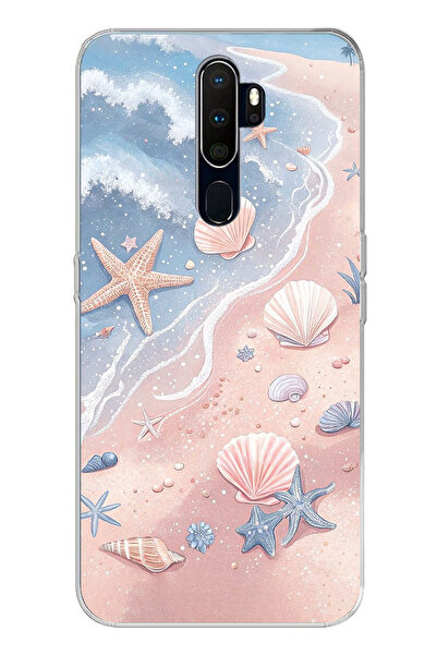 TechTree حافظة سيليكون مطبوعة بتصميم صدفة البحر متوافقة مع هاتف أوبو A5/A9 2020