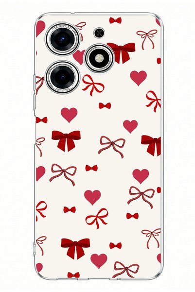 TechTree Tecno Spark 10 Pro Compatible Claret Red Heart and Bow Printed Silic...