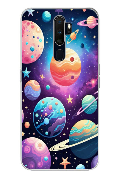 TechTree حافظة سيليكون مطبوعة بنمط الفضاء والكوكب والنجمة متوافقة مع هاتف اوب...