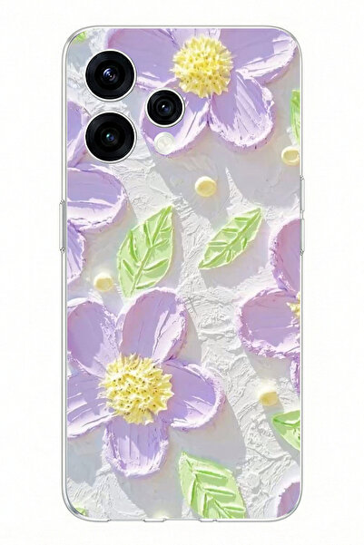 TechTree حافظة سيليكون متوافقة مع OPPO Reno 15 - Reno 15F مطبوعة برسومات أزها...