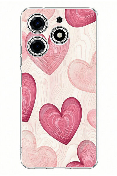 TechTree حافظة سيليكون مطبوعة على شكل قلب وردي متوافق مع هاتف تكنو سبارك 10 برو