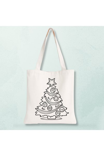 Cemira Children's Painting Bag Pine Tree Themed - Christmas Paintable Cloth B...