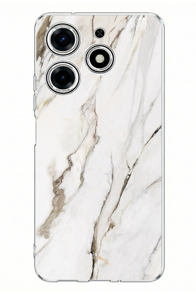 TechTree حافظة سيليكون مطبوعة بالرخام الأبيض متوافقة مع هاتف Tecno Spark 10 Pro