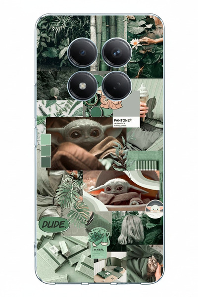 TechTree حافظة سيليكون مطبوعة بتصميم يودا كولاج متوافقة مع هاتف Redmi Note 15...