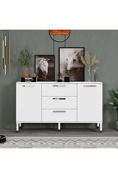 Kalender Dekor Asmin Çekmeceli Kapaklı Konsol Şifonyer Çok Amaçlı Dolap 150 c...