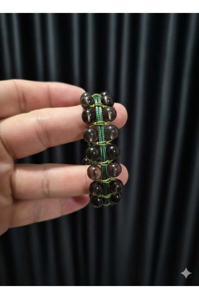 güleçdoğaltaş 8 mm Moldavite Stone Bracelet - Double Row Special Hand Knitted Design (17-20 cm)