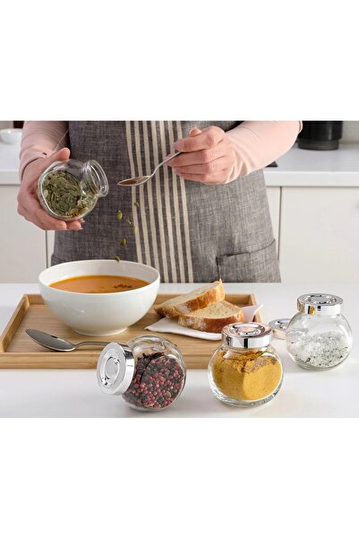 IKEA QUİCK 4 Adet Cam Baharat Kavanozu Hacim 150 ml 4'lü Set Kapaklı Baharatl...