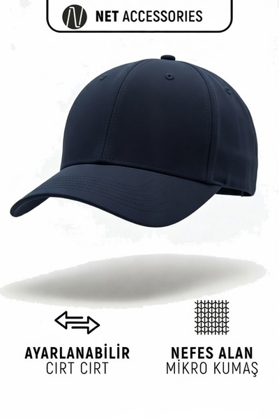 Net Tekstil Navy Blue Sports Micro Hat Adjustable Velcro Cap Unisex