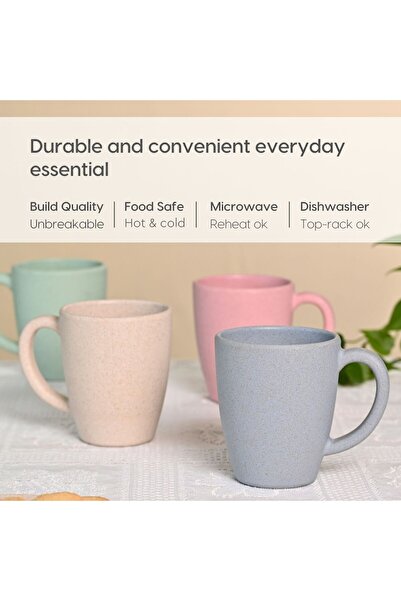 REuse Classic Reusable Mug 300 ml | Set of 4 | Coffee Husks | Multicolor - Light