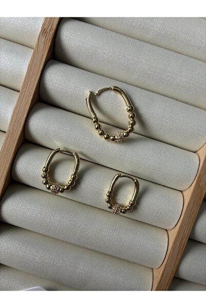 ARİ TAKI أقراط فولاذية من ثلاث قطع مرصعة بحجر دوريكا