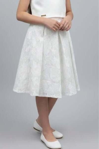 Alesaei-mondo tondo (White girls' skirt, Lace fabric, 7324-)