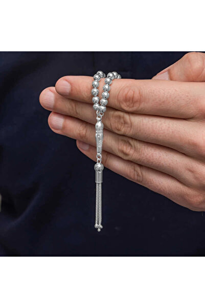 Inure Jewelry سبحة رجالية فضية مستديرة صغيرة الحجم من سوبرتريند