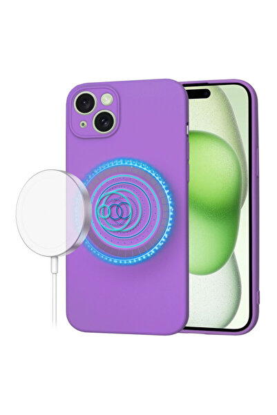 Techsuit Θήκη σιλικόνης SoftFlex MagSafe για iPhone 15 Plus, μωβ