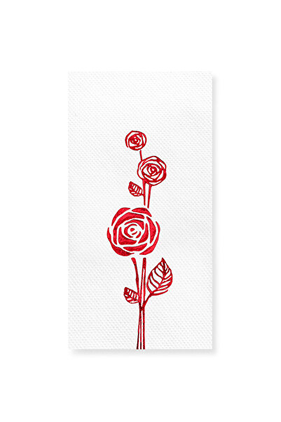 Story 40X40 cm Red Foil Roses Floral Patterned 16-Piece White Colored Paper N...