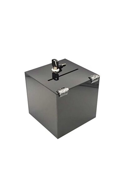 Geomar Urna cutie donatii neagra din plexiglas 20 x 20 x 20 cm