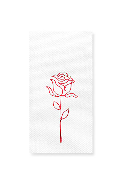 Story 40X40 cm Red Foil Rose Floral Patterned White Colored Paper Napkins, Pa...