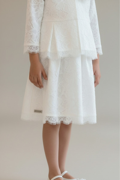 Alesaei-mondo tondo (Elegant white Lace skirt for girls, soft design, suitabl...