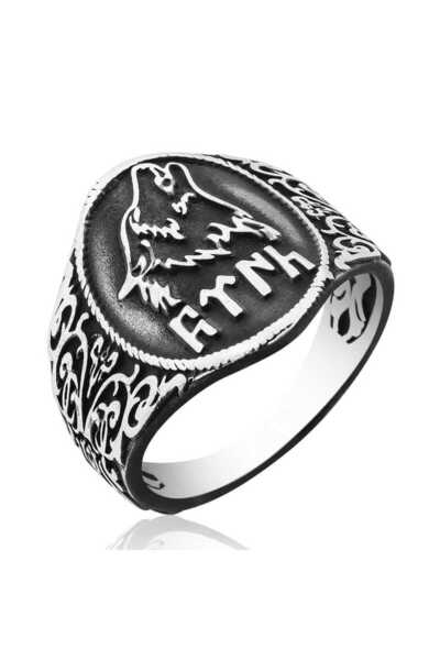 DMR Elegance Gümüş Göktürkçe Türk Yazılı Bozkurt Erkek Yüzük