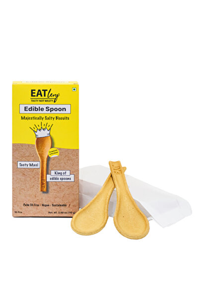 EATlery Tasty Maxi Edible Spoon | Salty Taste | Set of 10 | Compostable