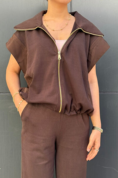 sunfyre Women's Parachute Detailed Vest-Pants Set with Zippered Double Pocket...