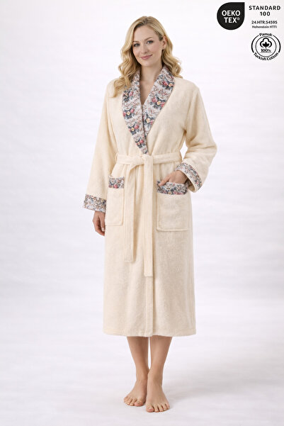 Ellaline Fiore Women's Bathrobe 100% Certified Cotton, 1 Piece, Floral Patter...