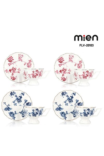 MİEN 2 Kişilik Vintage Porselen Fincan Takımı – Şık Çiçek Desenli (FLV-20103)