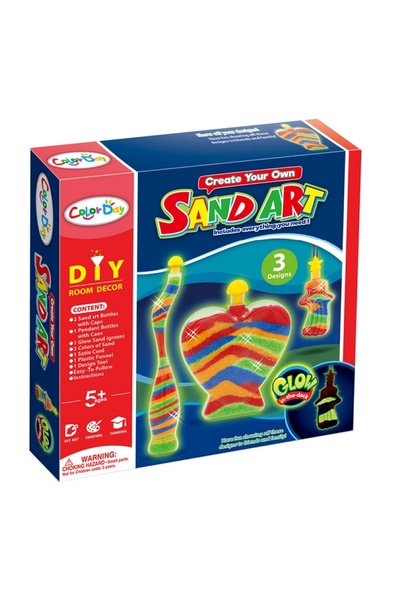 Leno مجموعة فن الرمل المتوهج المكونة من 3 زجاجات