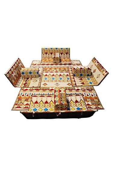 Biki 9-piece camping floor mattress set with 4 cushions and 4 fabric floor ch...