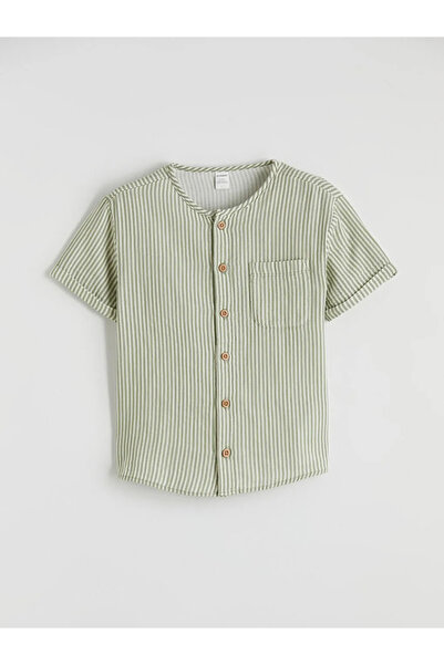 LC Waikiki LCW Kids Ecru Hakim Yaka cu dungi Cămașă și pantaloni pentru băieți