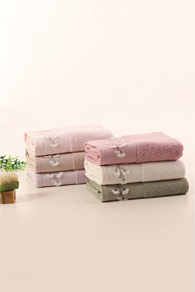 Bikaya Home Nurpak Nazenin 100% Cotton 3D Embroidered Hand Towel |   Set of 6...
