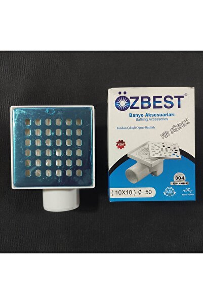 ÖZBEST Yer Süzgeci Yandan Çıkışlı Paslanmaz Ürün Üst Kısmı 10x10 cm( Çıkış Bo...