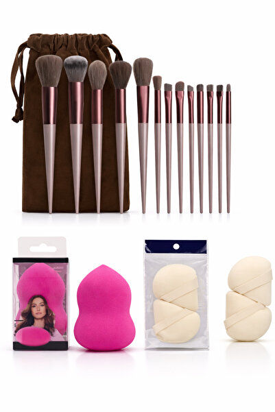 Masdala Egar مجموعة فرش مكياج احترافية مكونة من 13 قطعة مع حقيبة مخملية وإسفن...