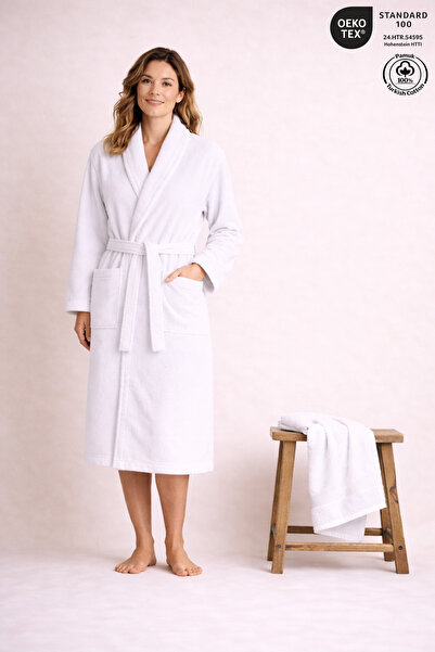 Ellaline Ženski set ogrtača 100% pamuk sertifikovan, 2 dela, ogrtač sa šalom ...