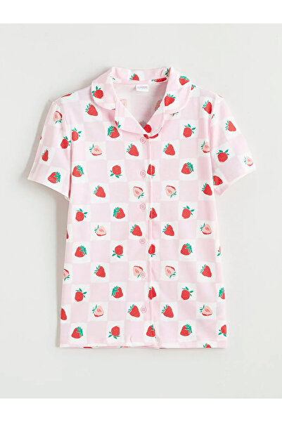 LC Waikiki LCW Kids Pink Γιακάς πουκαμίσου Strawberry Με σχέδιο Σετ Πιτζάμες ...
