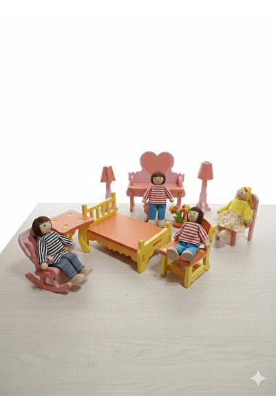 PİRAMİGO مجموعة ألعاب خشبية تعليمية - 2 مجموعة أثاث مختلفة وعائلة أطفال مكونة...