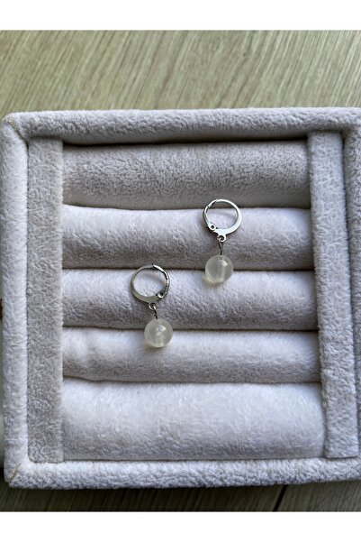 Pel Design أقراط دائرية مصنوعة يدويًا من حجر السيلينيت الفولاذي مقاس 8 مم مقا...