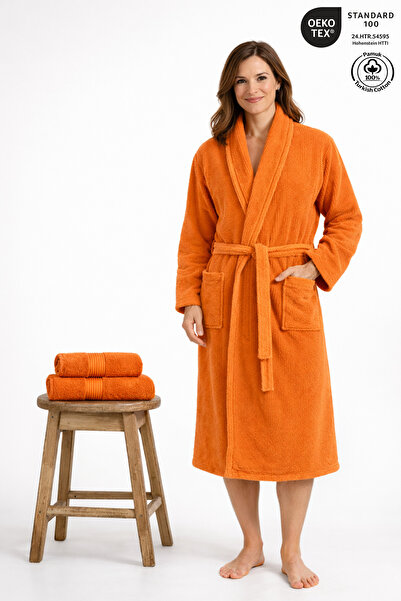 Ellaline Women's Bathrobe Set 100% Cotton Certified 3-Piece Striped Shawl Col...