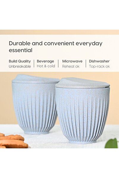 REuse Reusable Retro Mug with Lid 250 ml | coffee husks | Azur Grey | 1 piece